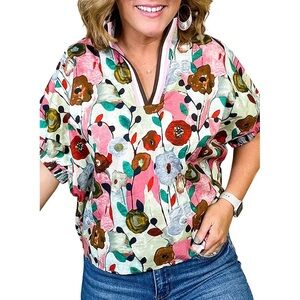 Vibrant Floral V-Neck Blouse